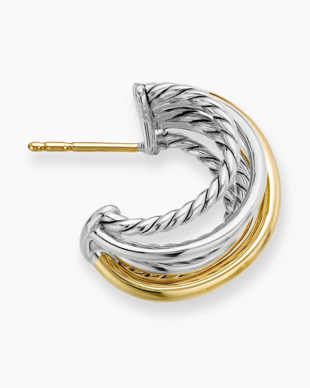 DY STERLING SILVER 18K GOLD CROSSOVER SHRIMP EARRINGS