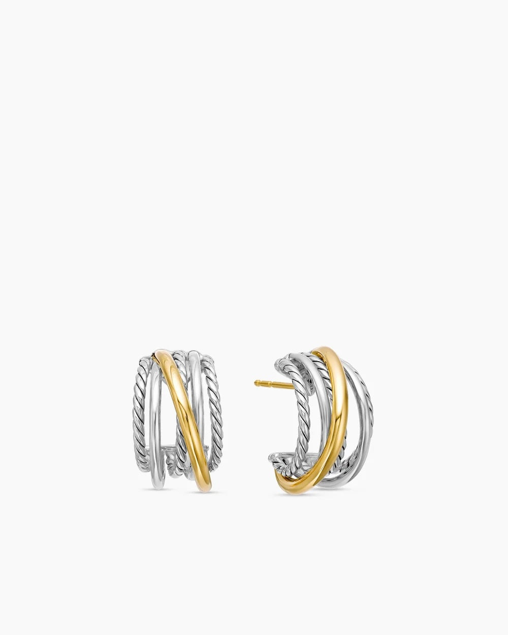 DY STERLING SILVER 18K GOLD CROSSOVER SHRIMP EARRINGS