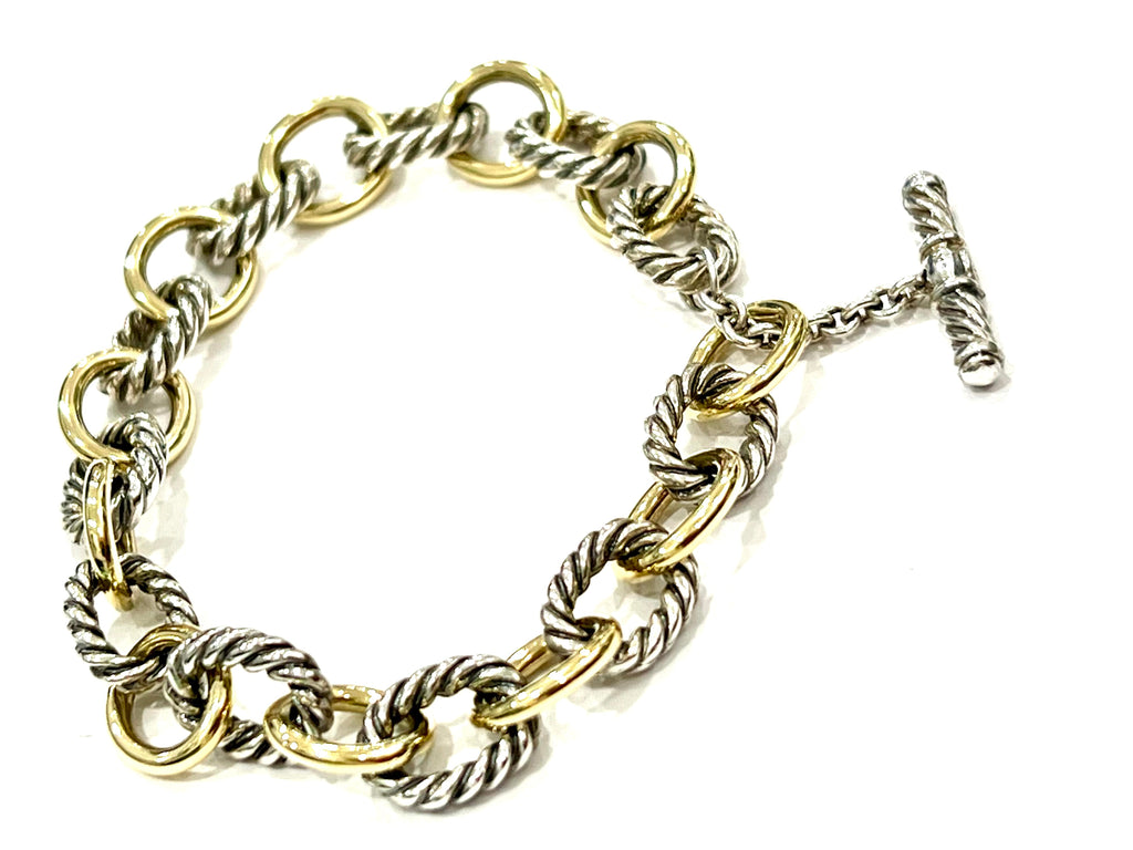 DY STERLING SILVER 18K YELLOW GOLD MADISON® TOGGLE CHAIN BRACELET