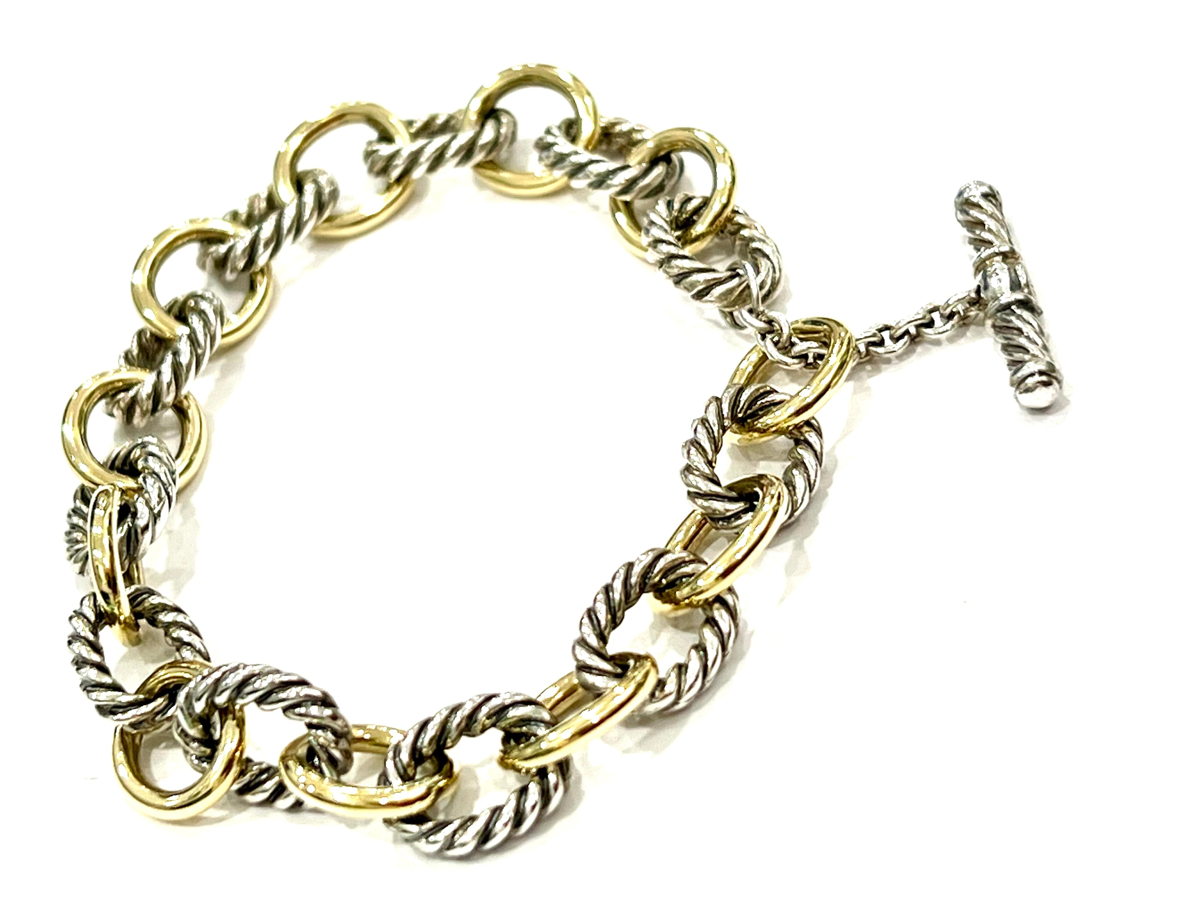 DY STERLING SILVER 18K YELLOW GOLD MADISON® TOGGLE CHAIN BRACELET