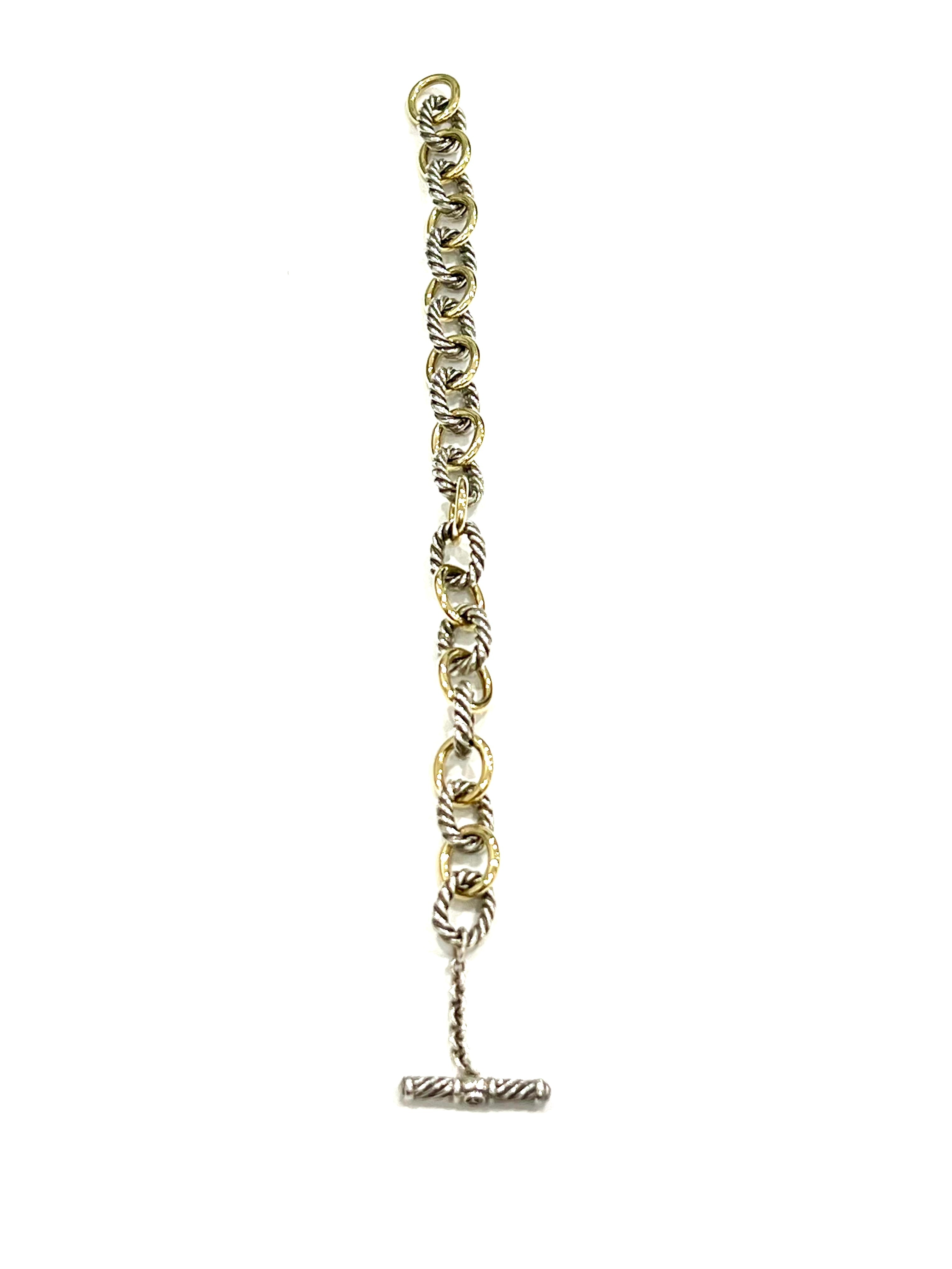 DY STERLING SILVER 18K YELLOW GOLD MADISON® TOGGLE CHAIN BRACELET