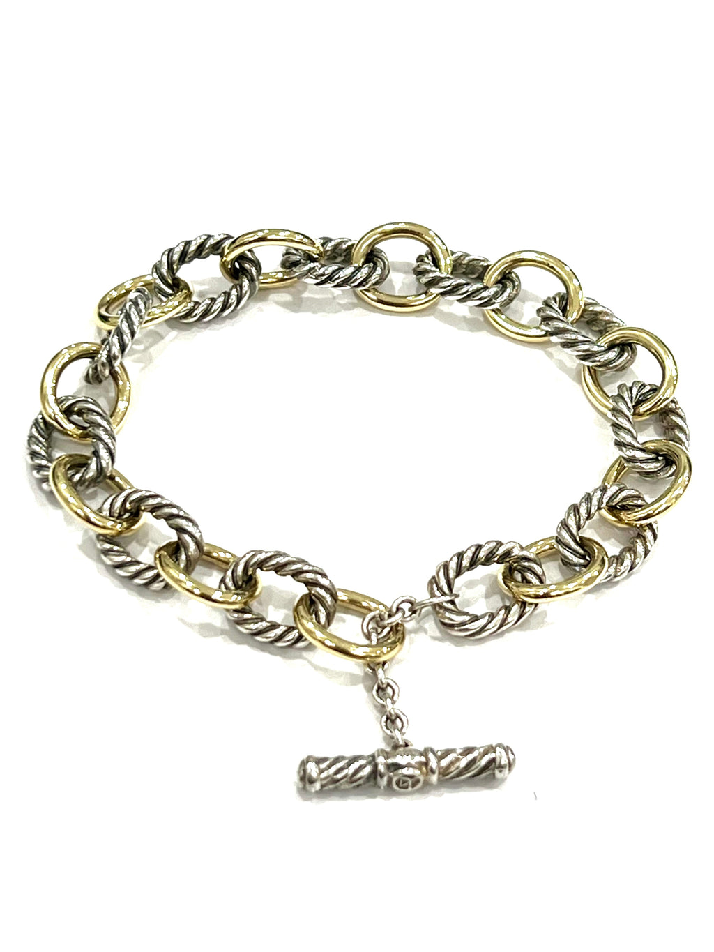 DY STERLING SILVER 18K YELLOW GOLD MADISON® TOGGLE CHAIN BRACELET