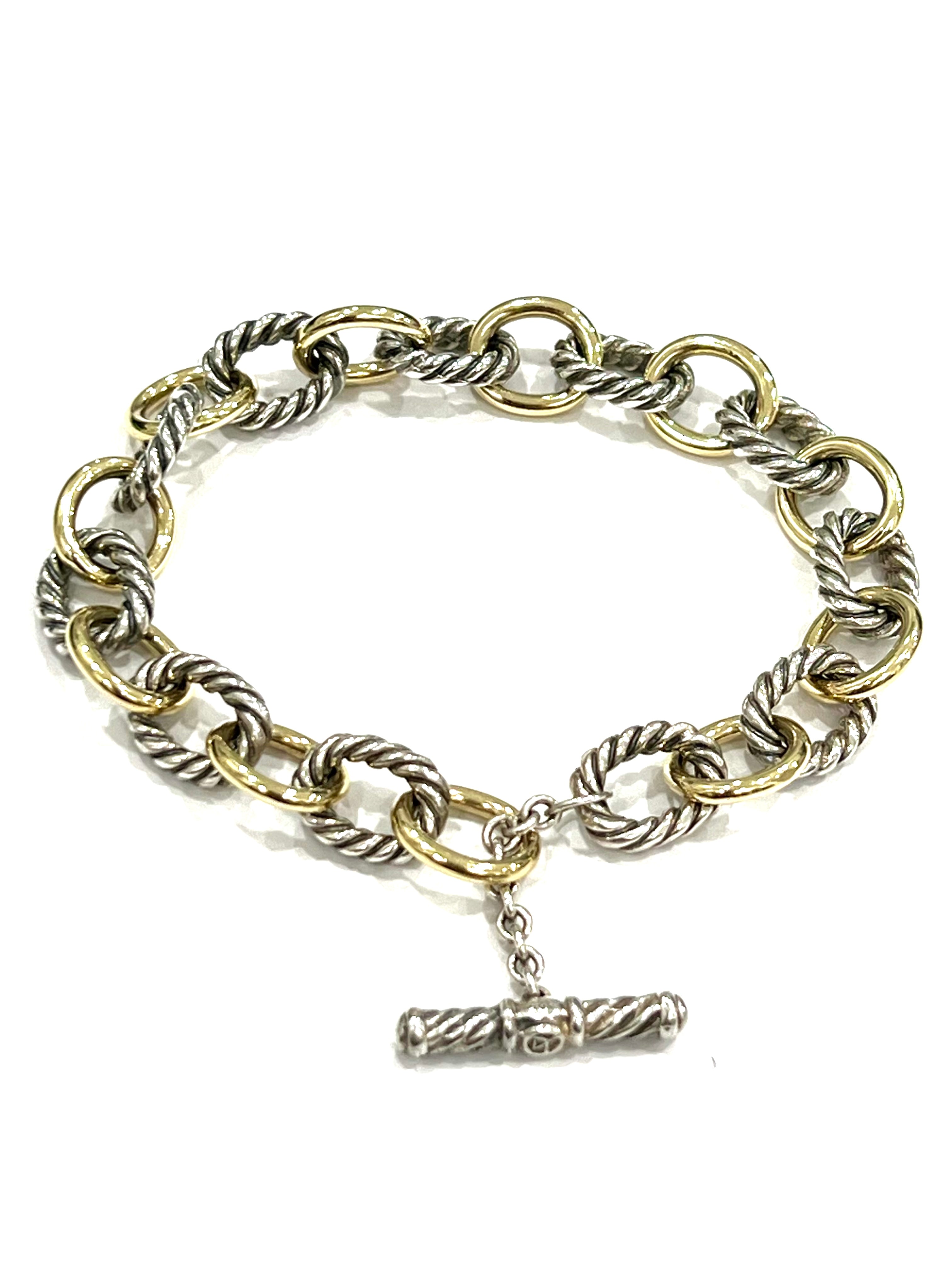 DY STERLING SILVER 18K YELLOW GOLD MADISON® TOGGLE CHAIN BRACELET