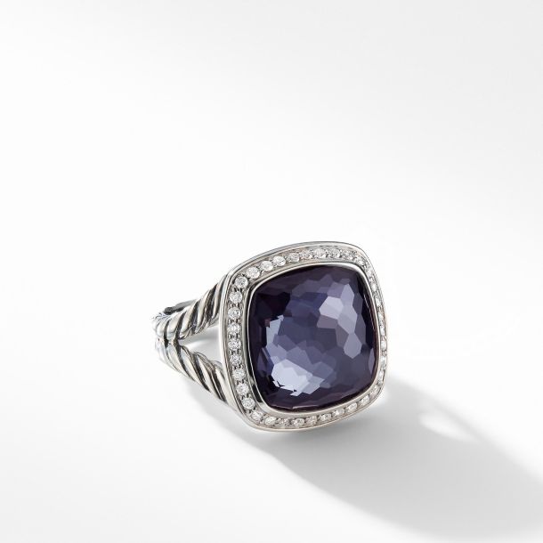 DY STERLING SILVER BLACK ORCHID & DIAMOND ALBION RING