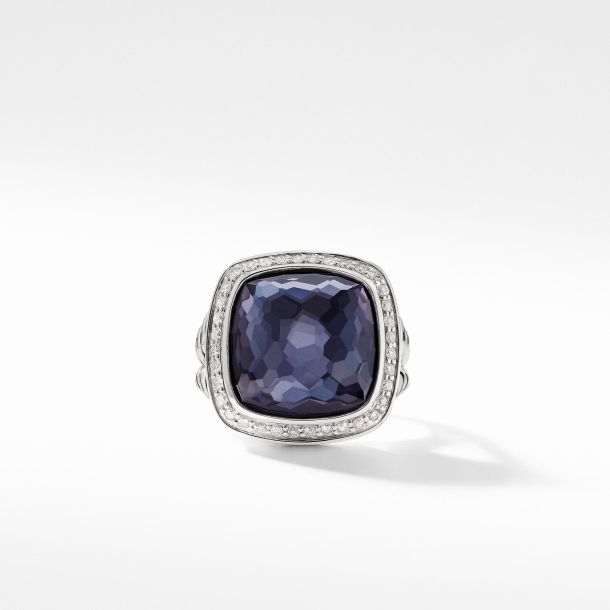 DY STERLING SILVER BLACK ORCHID & DIAMOND ALBION RING