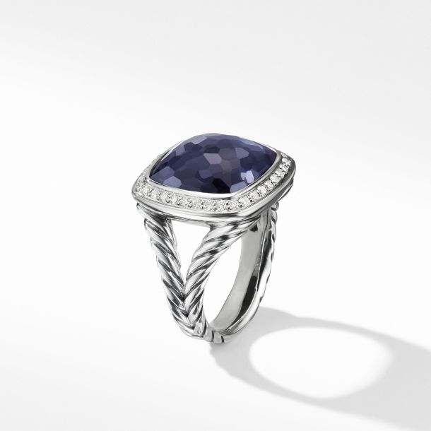 DY STERLING SILVER BLACK ORCHID & DIAMOND ALBION RING