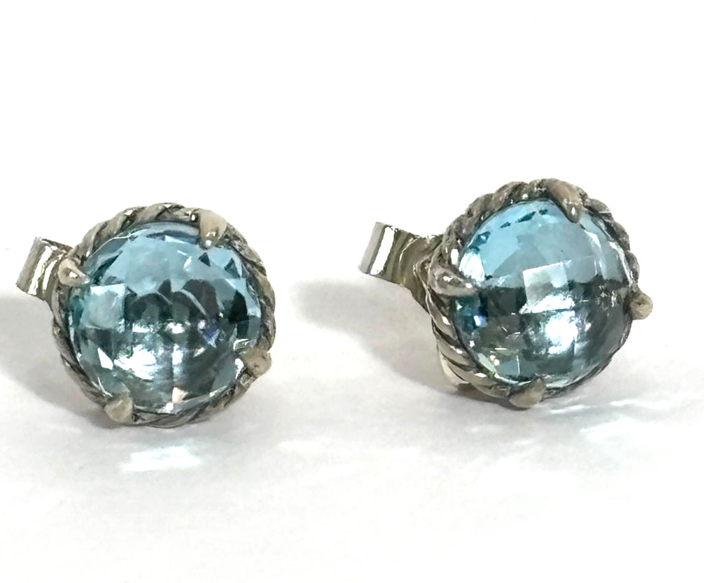 DY STERLING SILVER BLUE TOPAZ PETITE CHÂTELAINE® STUD EARRINGS