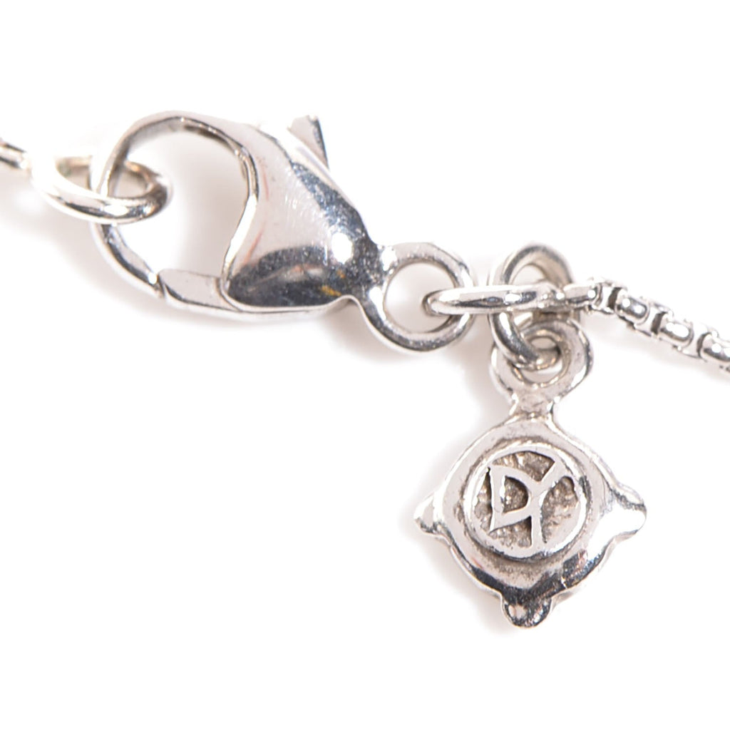 DY STERLING SILVER 14K WHITE GOLD DIAMOND CROSSOVER CIRCLE PENDANT NECKLACE