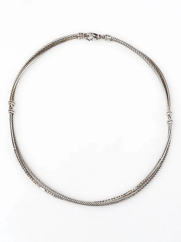 DAVID YURMAN STERLING SILVER 925 DIAMOND CROSSOVER COLLECTION NECKLACE