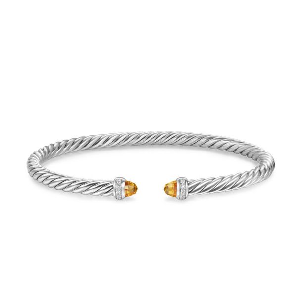DY Cablespira® FLEX STERLING SILVER CITRINE & DIAMONDS BRACELET