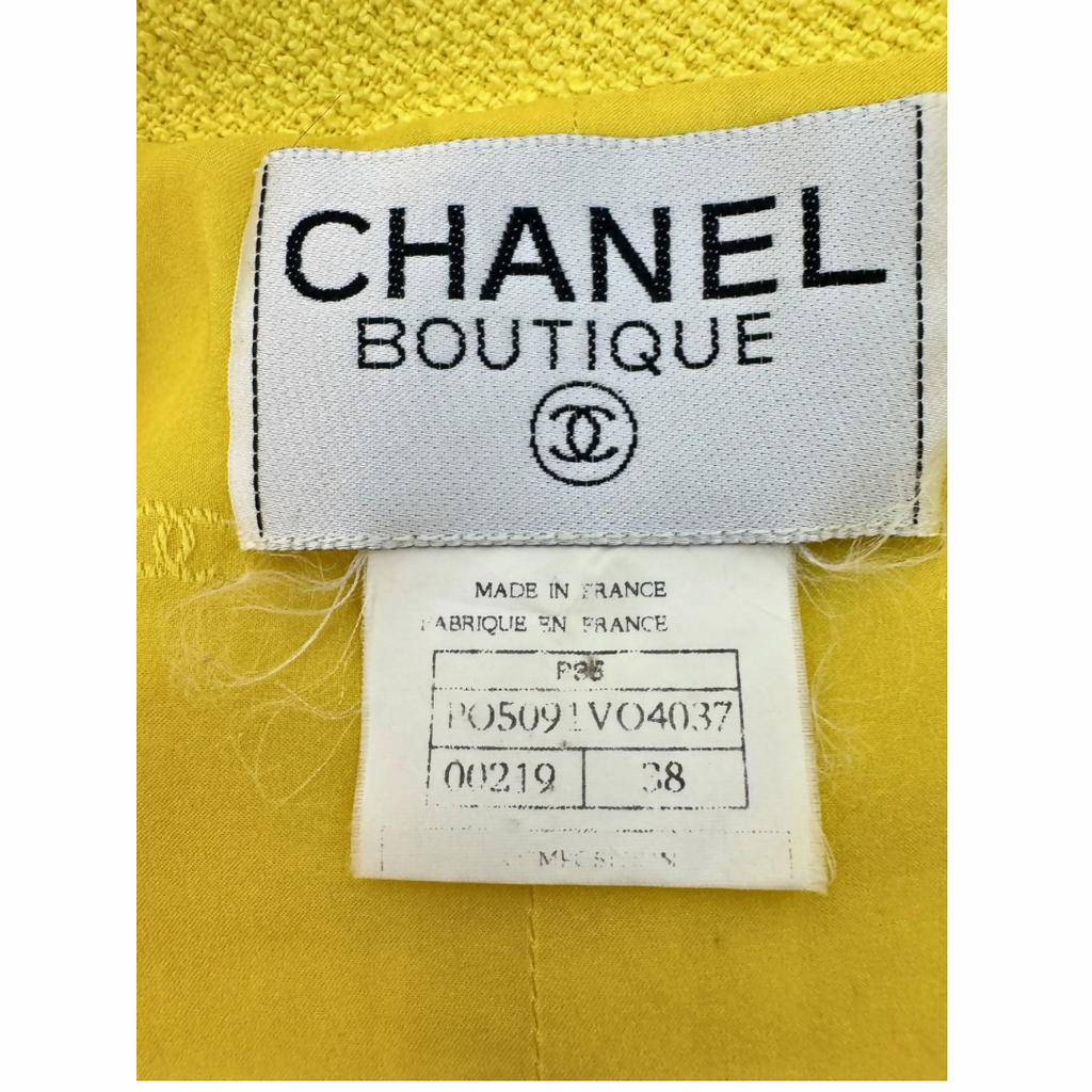 Chanel Vintage 95P Yellow Copped Jacket