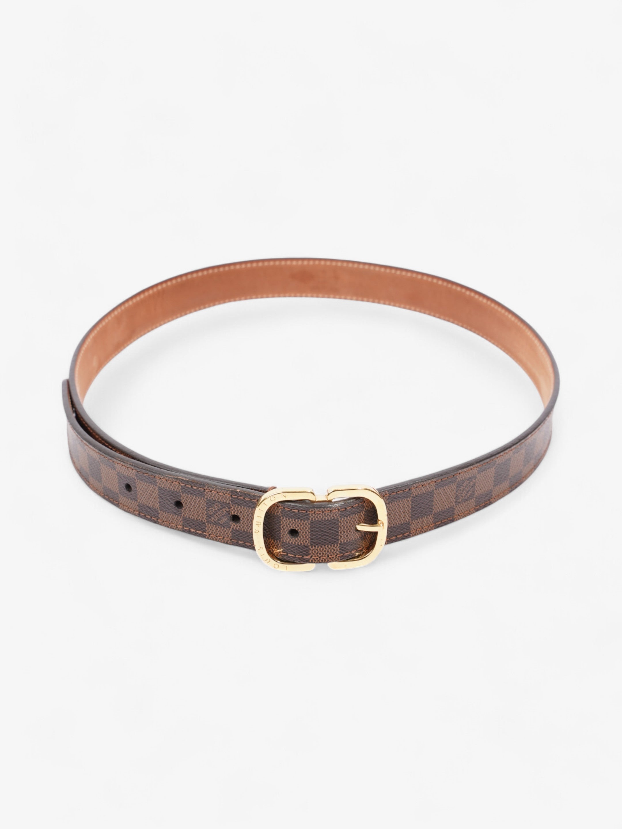 Louis Vuitton Mini 25mm Belt Damier Ebene / Gold Coated Canvas 75cm / 30"