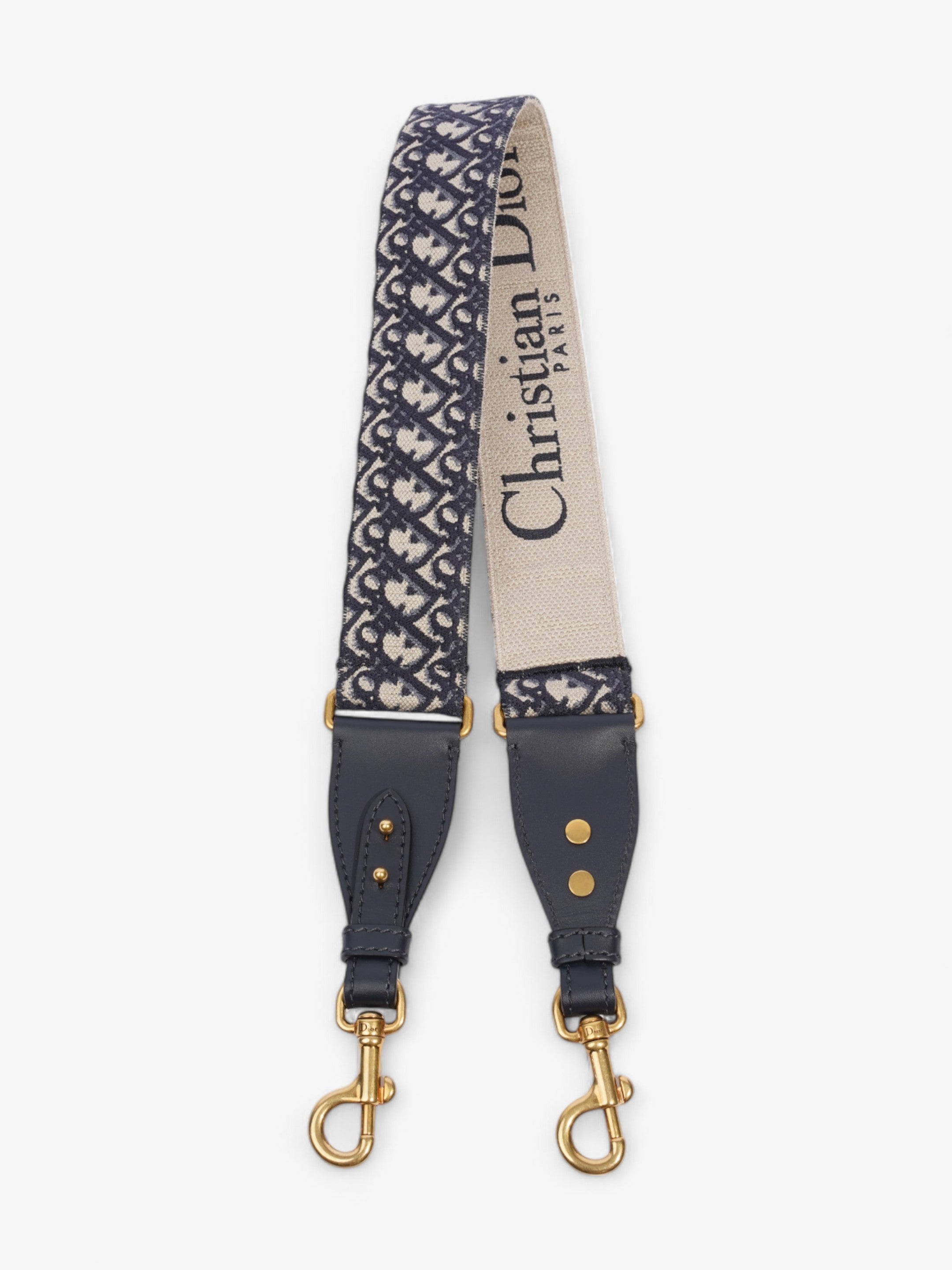 Christian Dior Adjustable Shoulder Strap With Ring Blue Oblique Cotton