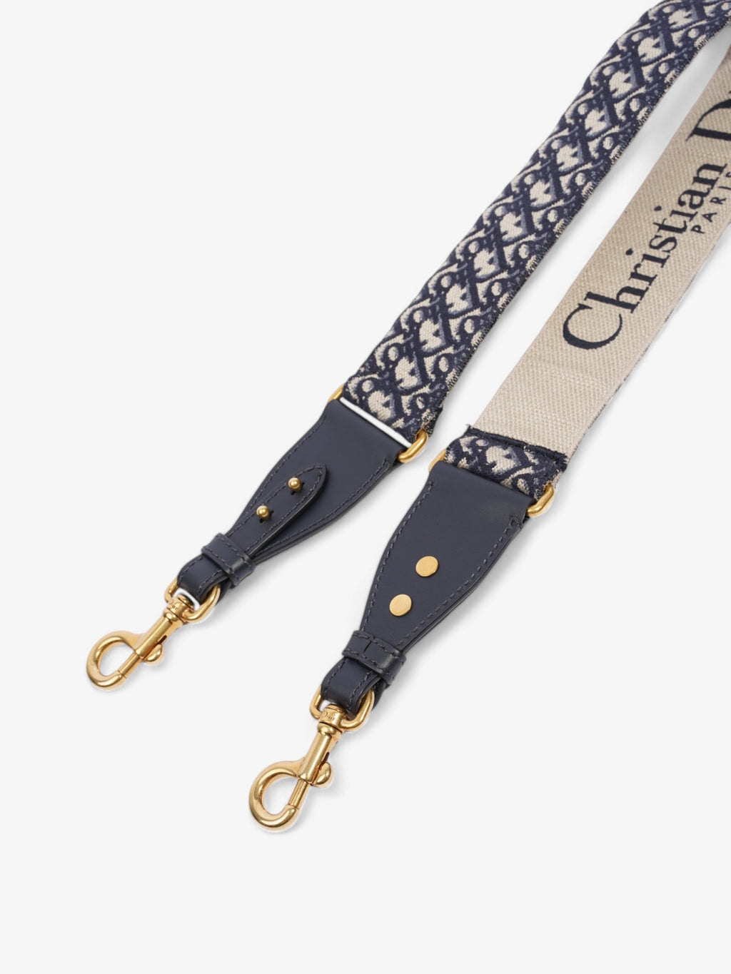 Christian Dior Adjustable Shoulder Strap With Ring Blue Oblique Cotton