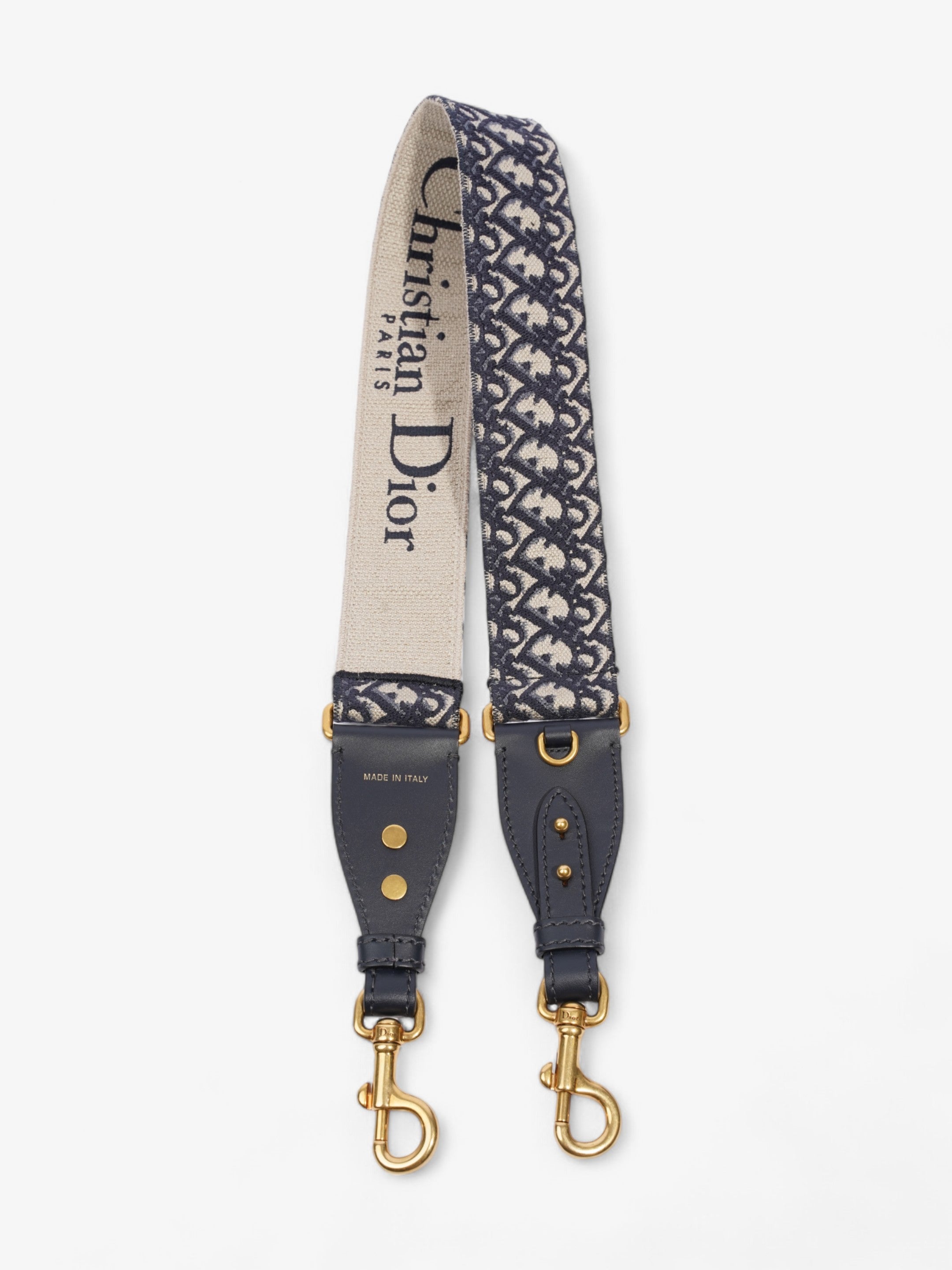 Christian Dior Adjustable Shoulder Strap With Ring Blue Oblique Cotton