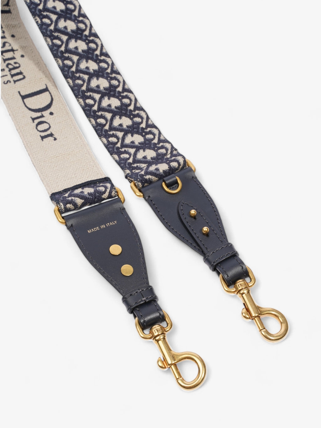 Christian Dior Adjustable Shoulder Strap With Ring Blue Oblique Cotton