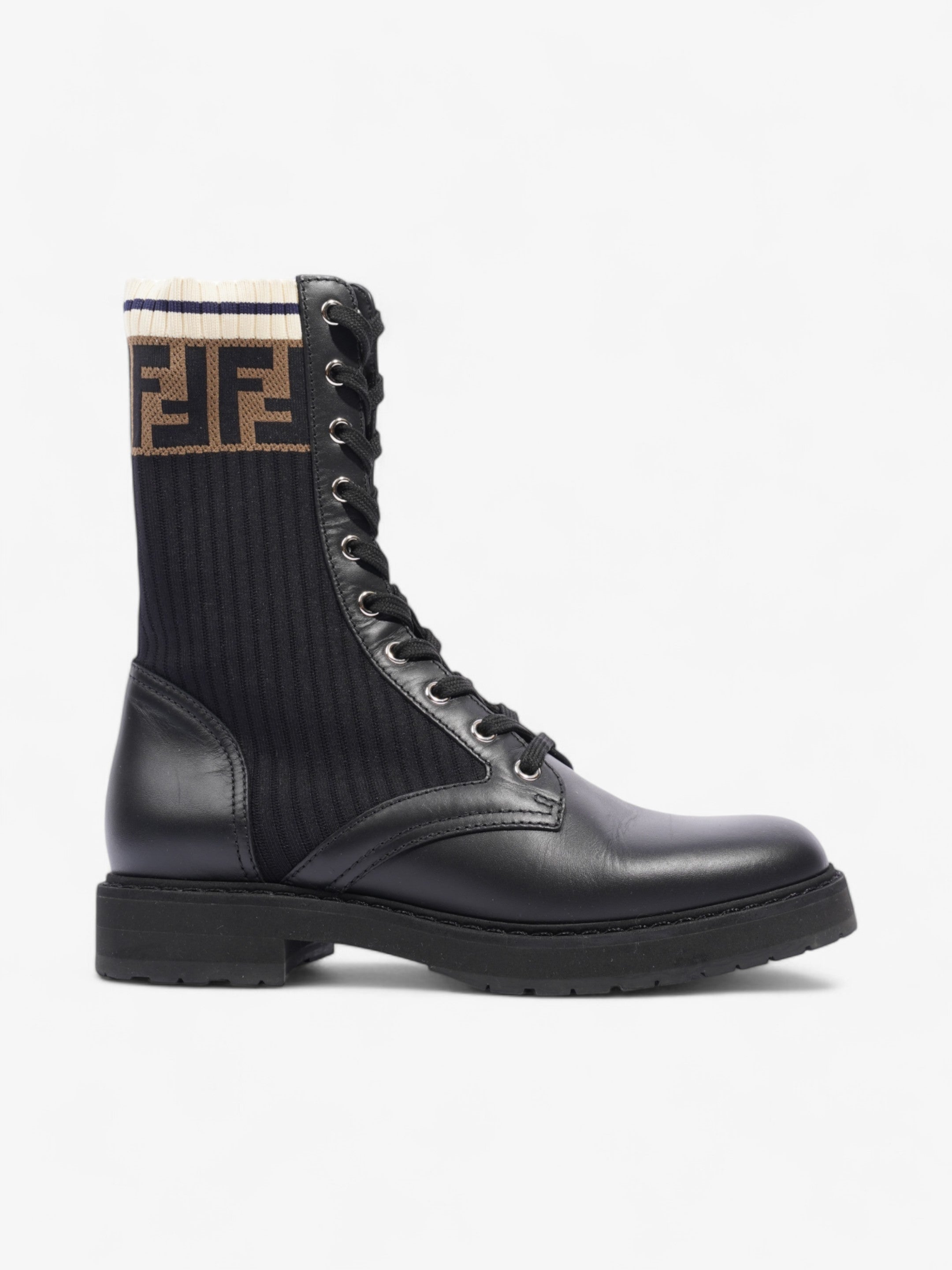 Fendi Rockoko Boots Black / Brown Leather EU 38 UK 5