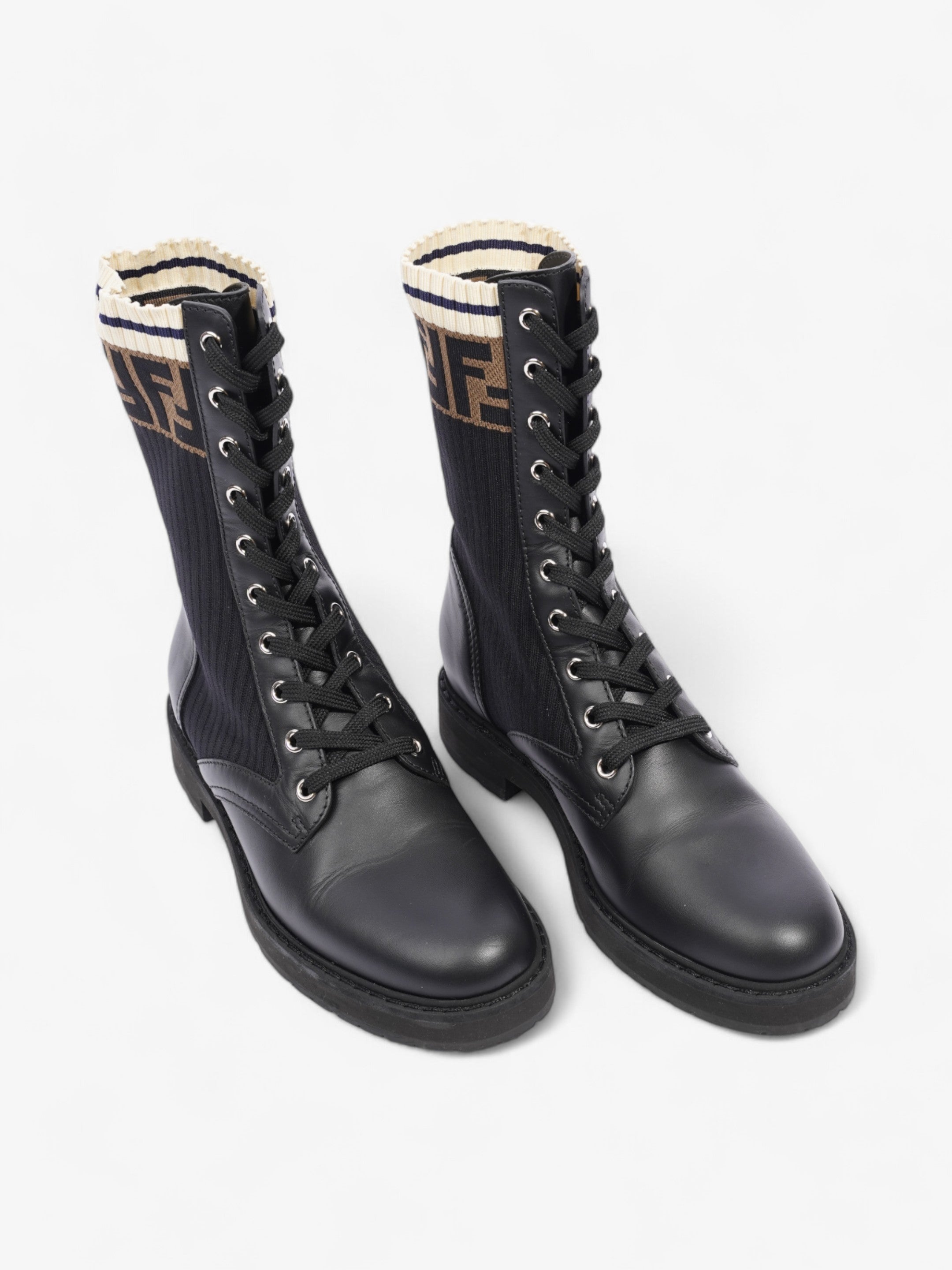 Fendi Rockoko Boots Black / Brown Leather EU 38 UK 5