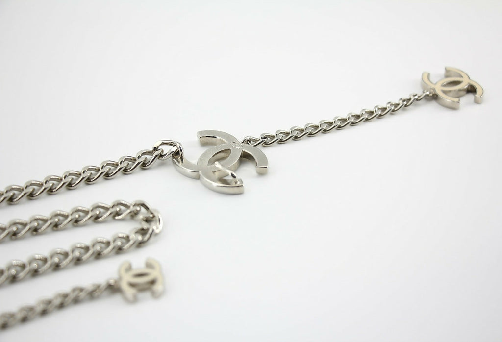 Chanel Vintage 05V Metal White Three CC Waist Chain