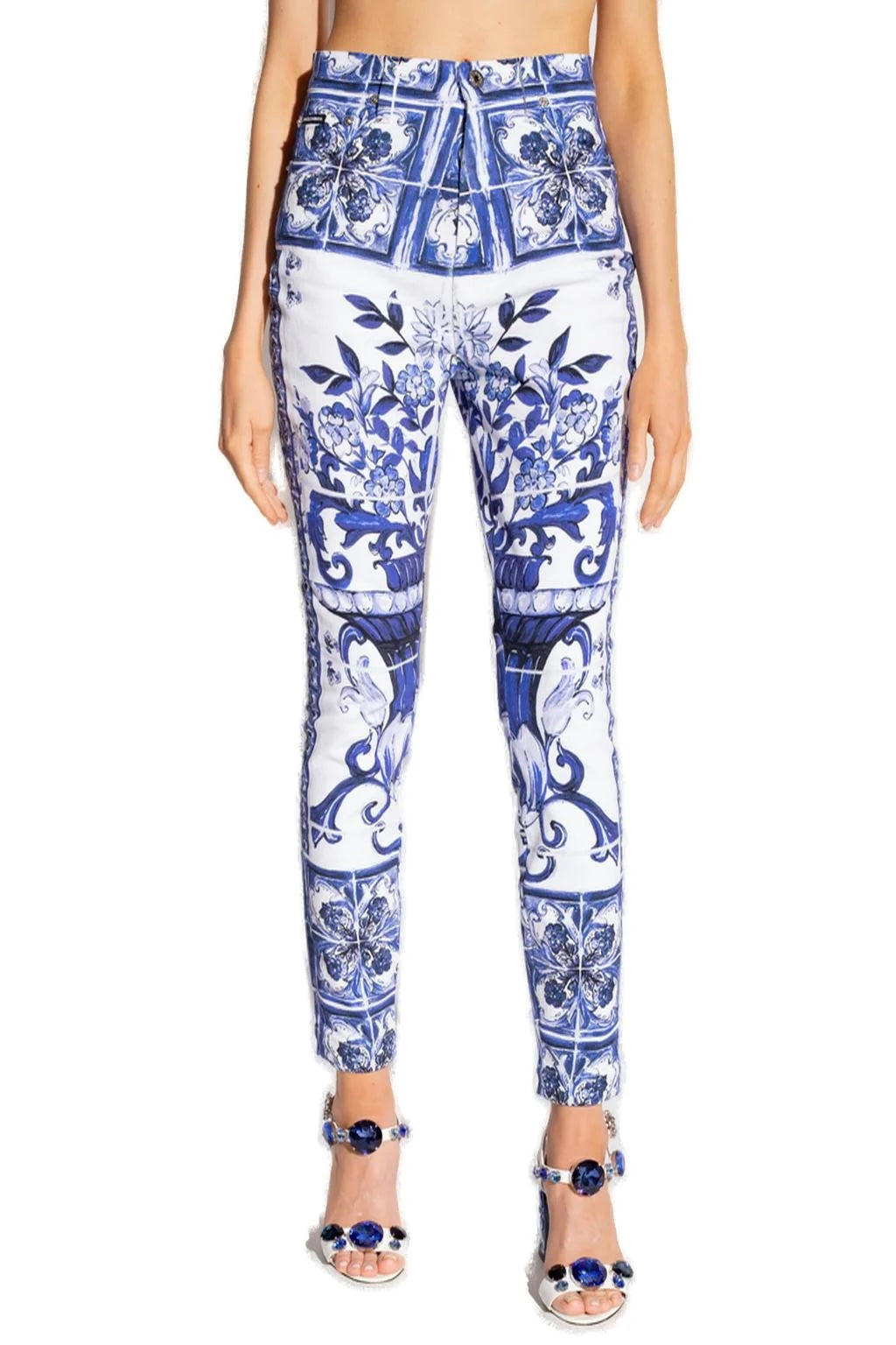 DOLCE & GABBANA MAJOLICA PRINT GRACE JEANS