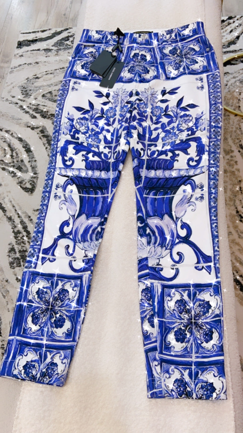 DOLCE & GABBANA MAJOLICA PRINT GRACE JEANS