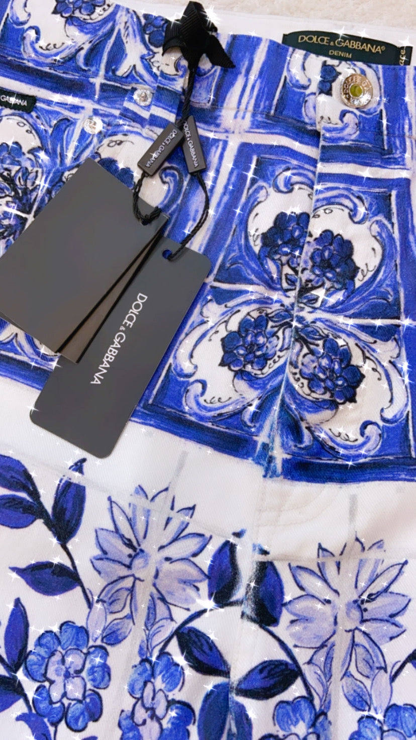 DOLCE & GABBANA MAJOLICA PRINT GRACE JEANS