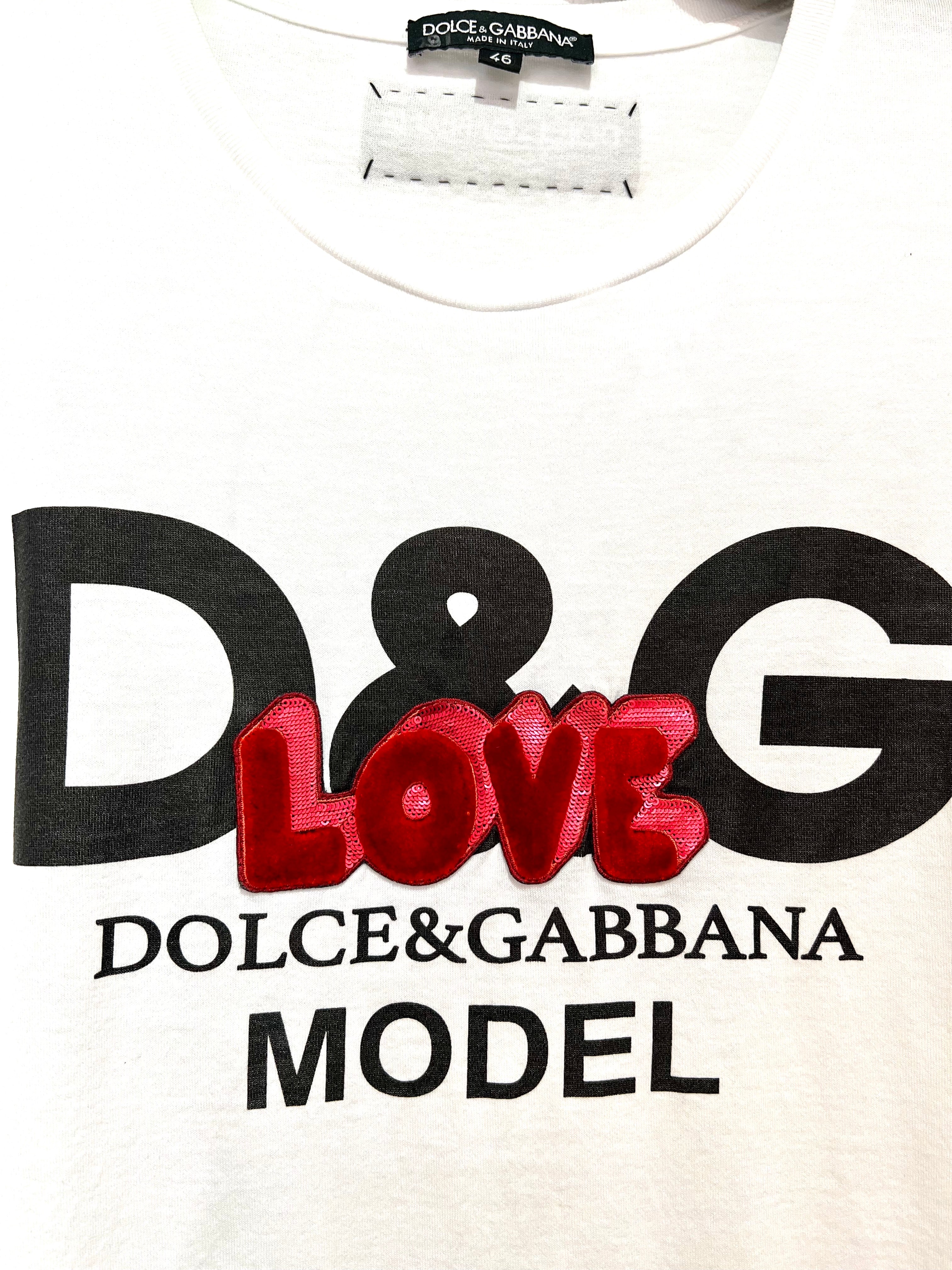 DOLCE & GABBANA MODEL LOVE EMBROIDERY TEE