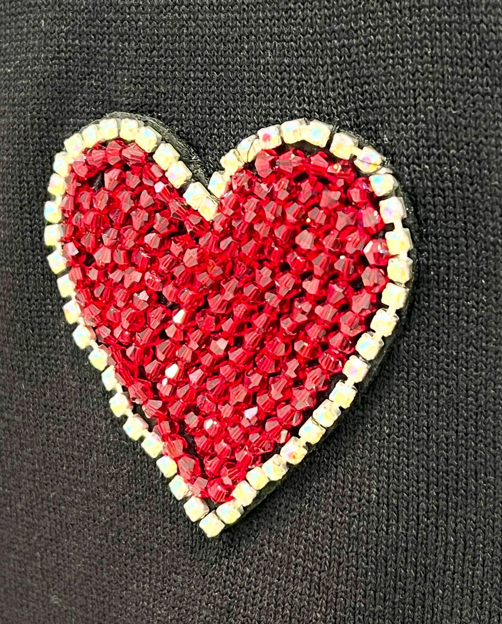 DOLCE & GABBANA CRYSTL HEART SHORT SLEEVE KNIT SWEATER