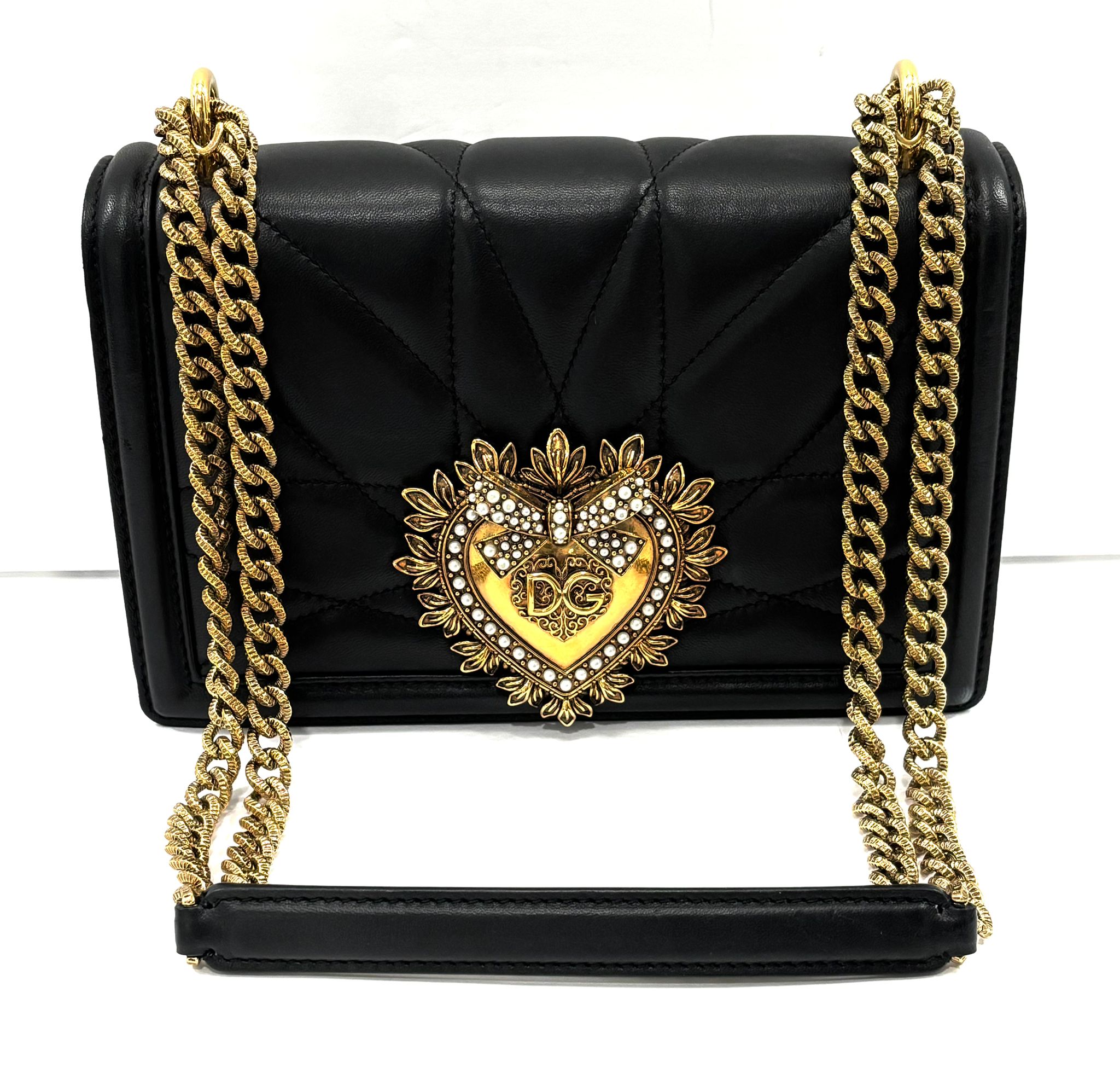 DOLCE & GABBANA MEDIUM DEVOTION QUILTED NAPPA LEATHER BAG
