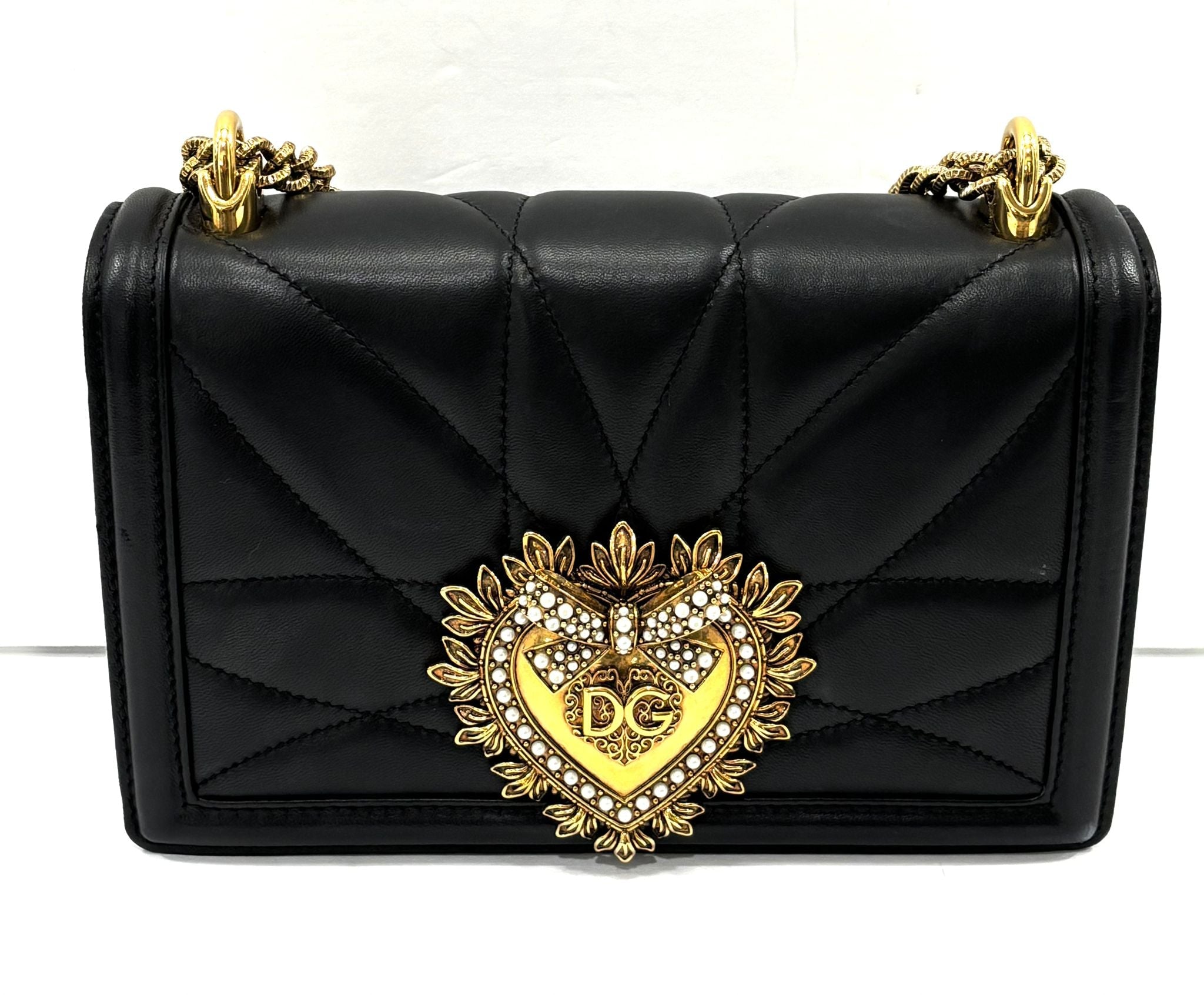 DOLCE & GABBANA MEDIUM DEVOTION QUILTED NAPPA LEATHER BAG