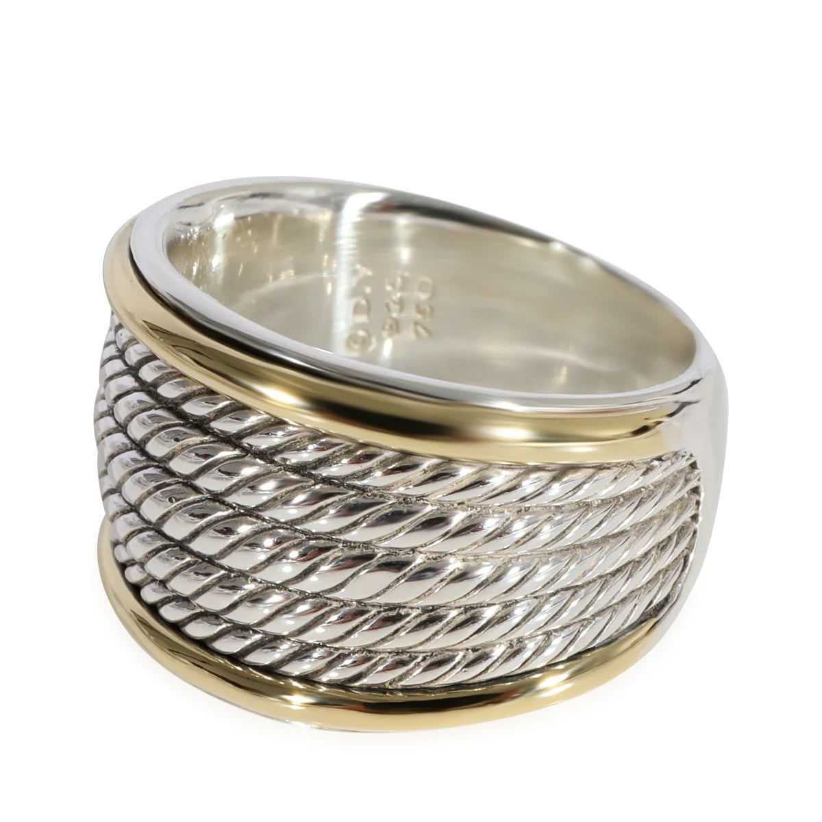 DAVID YURMAN FIVE ROW CABEL STERLING SILVER 18K GOLD RING
