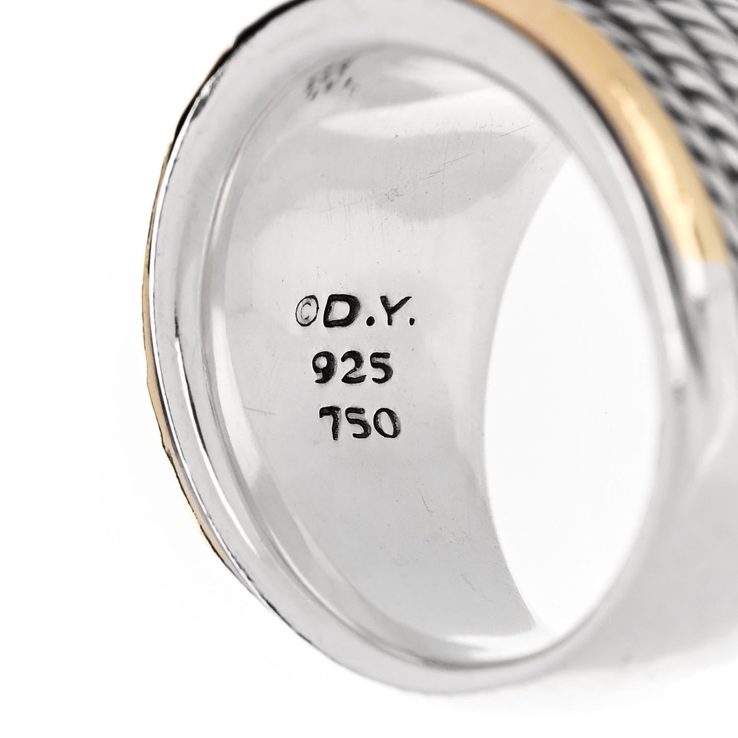 DAVID YURMAN FIVE ROW CABEL STERLING SILVER 18K GOLD RING
