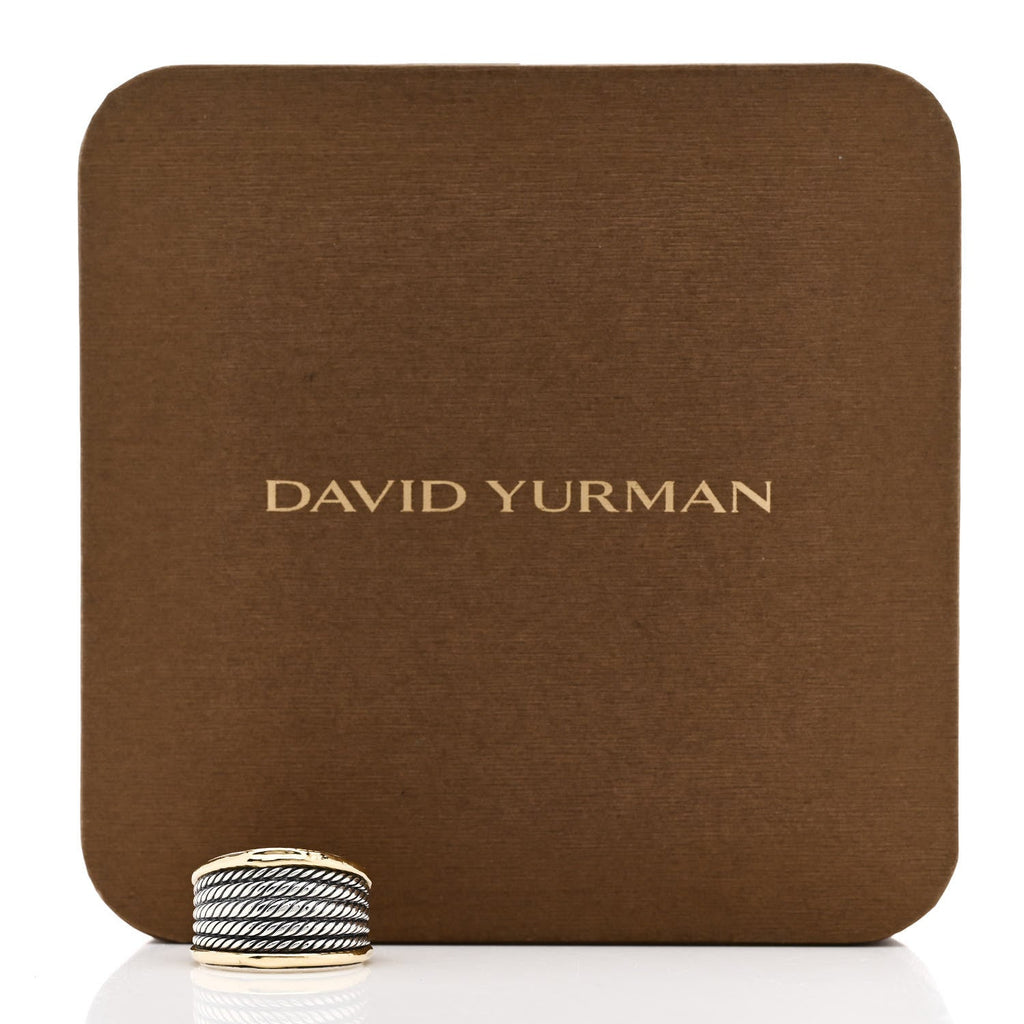 DAVID YURMAN FIVE ROW CABEL STERLING SILVER 18K GOLD RING