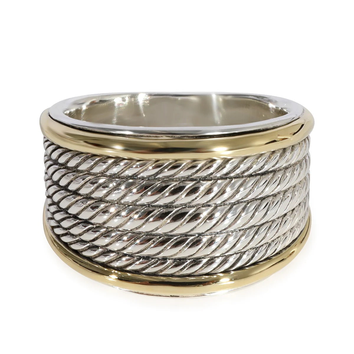 DAVID YURMAN FIVE ROW CABEL STERLING SILVER 18K GOLD RING