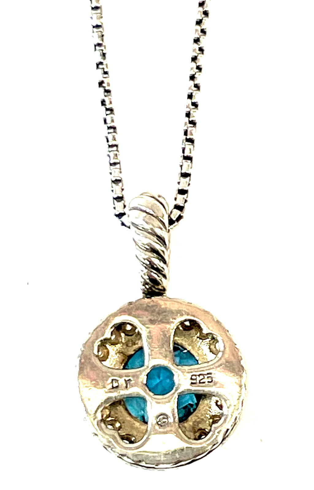 DAVID YURMAN ALBION CERISE BLUE TOPAZ & DIAMONDS SILVER NECKLACE