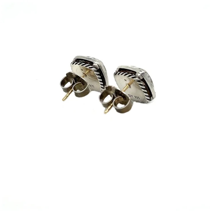 DAVID YURMAN ALBION SMOKY QUARTZ DIMOND TWO TONE EARRINGS