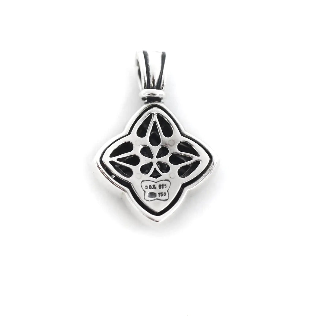 DY STERLING SILVER 18K GOLD ONYX QUATERFOIL ENHANCER CHARM PENDANT