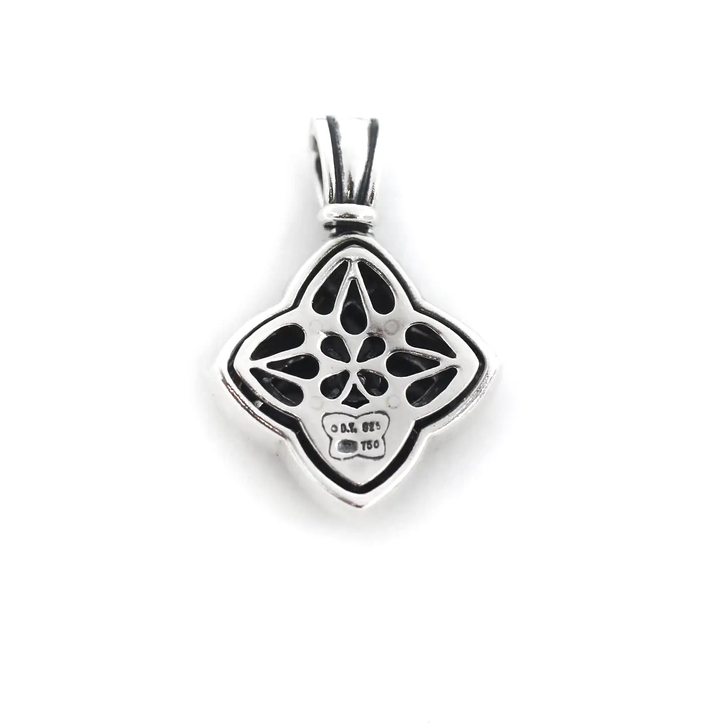 DY STERLING SILVER 18K GOLD ONYX QUATERFOIL ENHANCER CHARM PENDANT