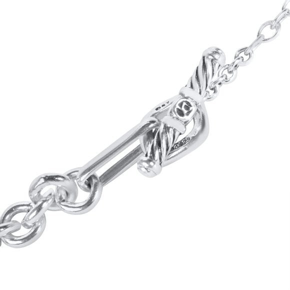 DY STERLING SILVER 18K GOLD PEARL FIGARO CHAIN NECKLACE
