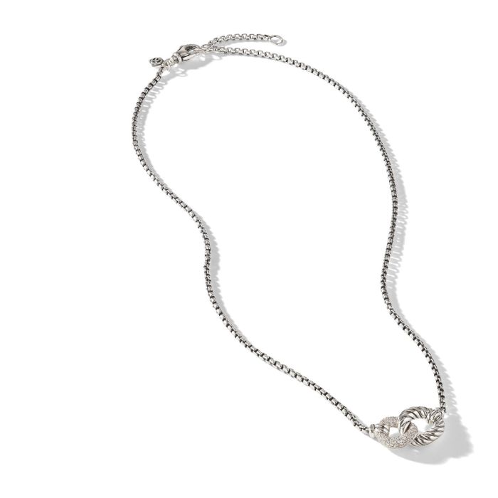 DAVID YURMAN BELMONT® CURB LINK STERLING SILVER DIAMOND NECKLACE