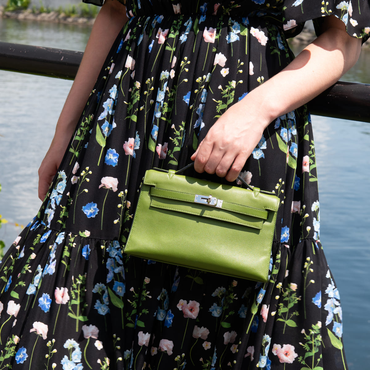 Hermes Vert Pelouse Swift Kelly Pochette