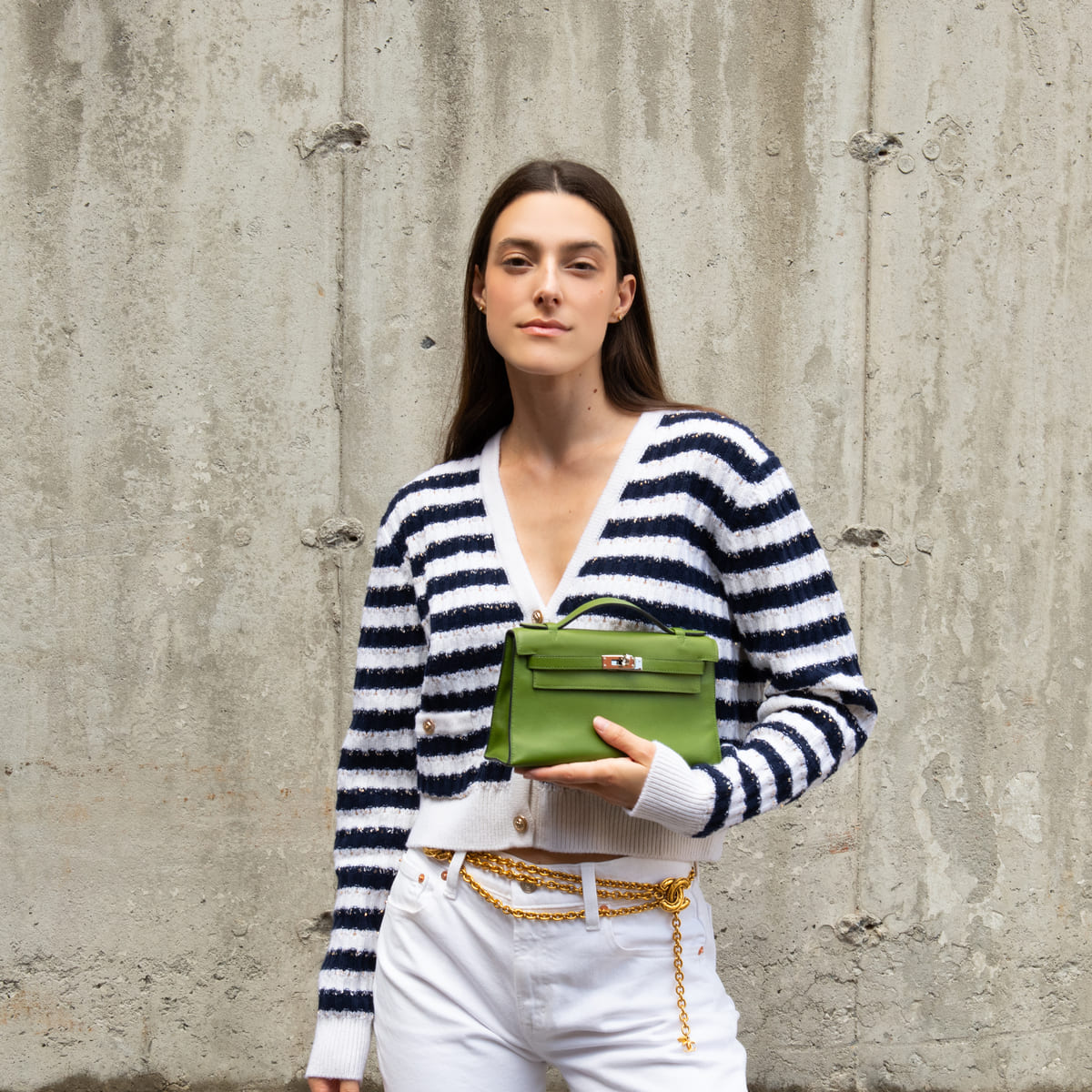Hermes Vert Pelouse Swift Kelly Pochette