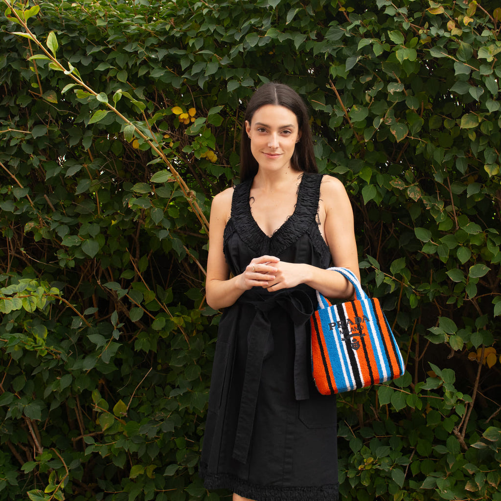 Prada Arancio Terrycloth Bayadere Stripe Bag