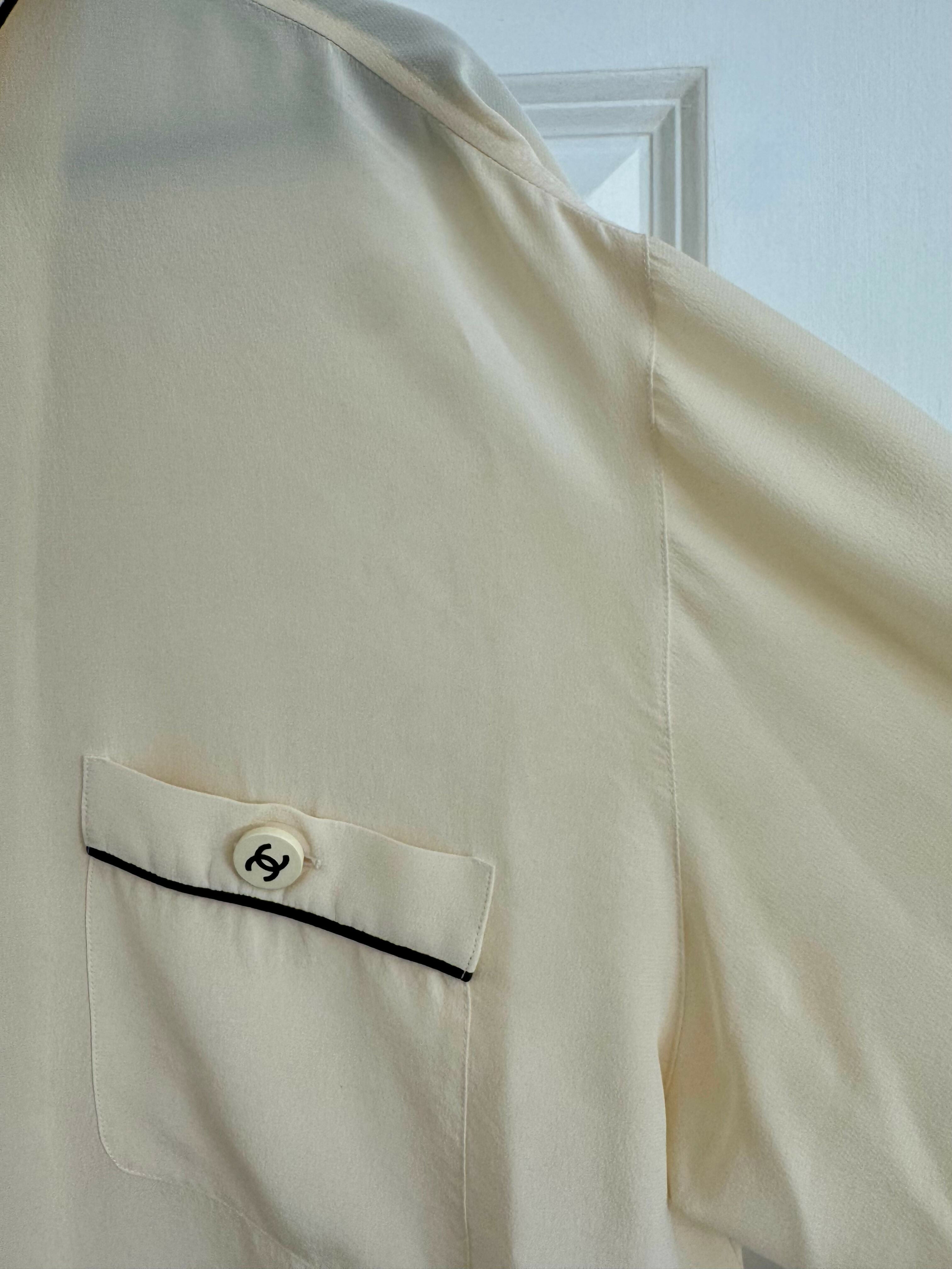 Rare Vintage Chanel Cream Silk Blouse