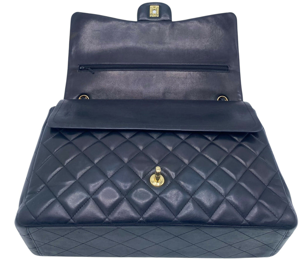 Chanel Maxi Dark Navy Lambskin Timeless Classic Double Flap Bag Gold Hardware GHW