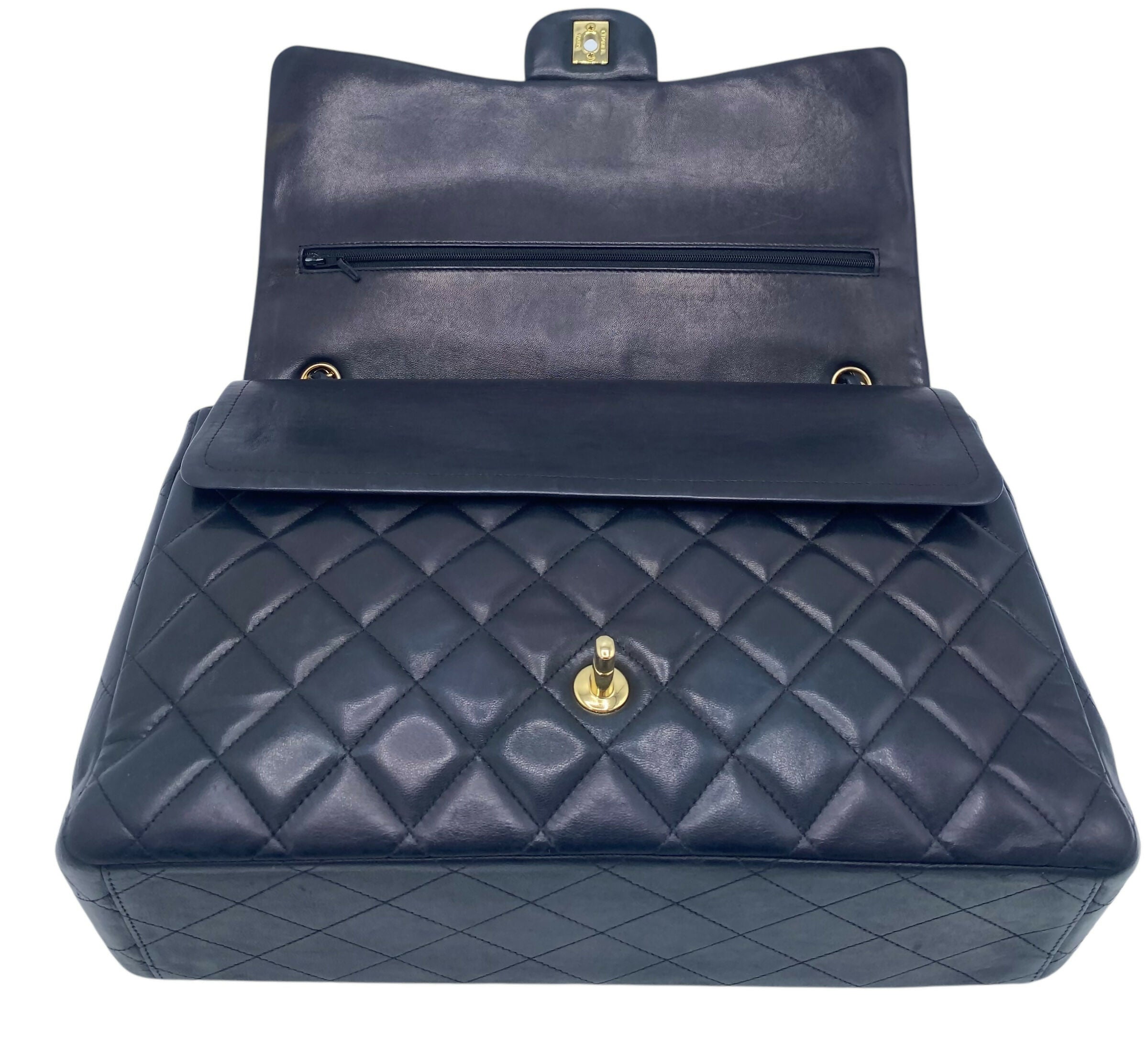 Chanel Maxi Dark Navy Lambskin Timeless Classic Double Flap Bag Gold Hardware GHW