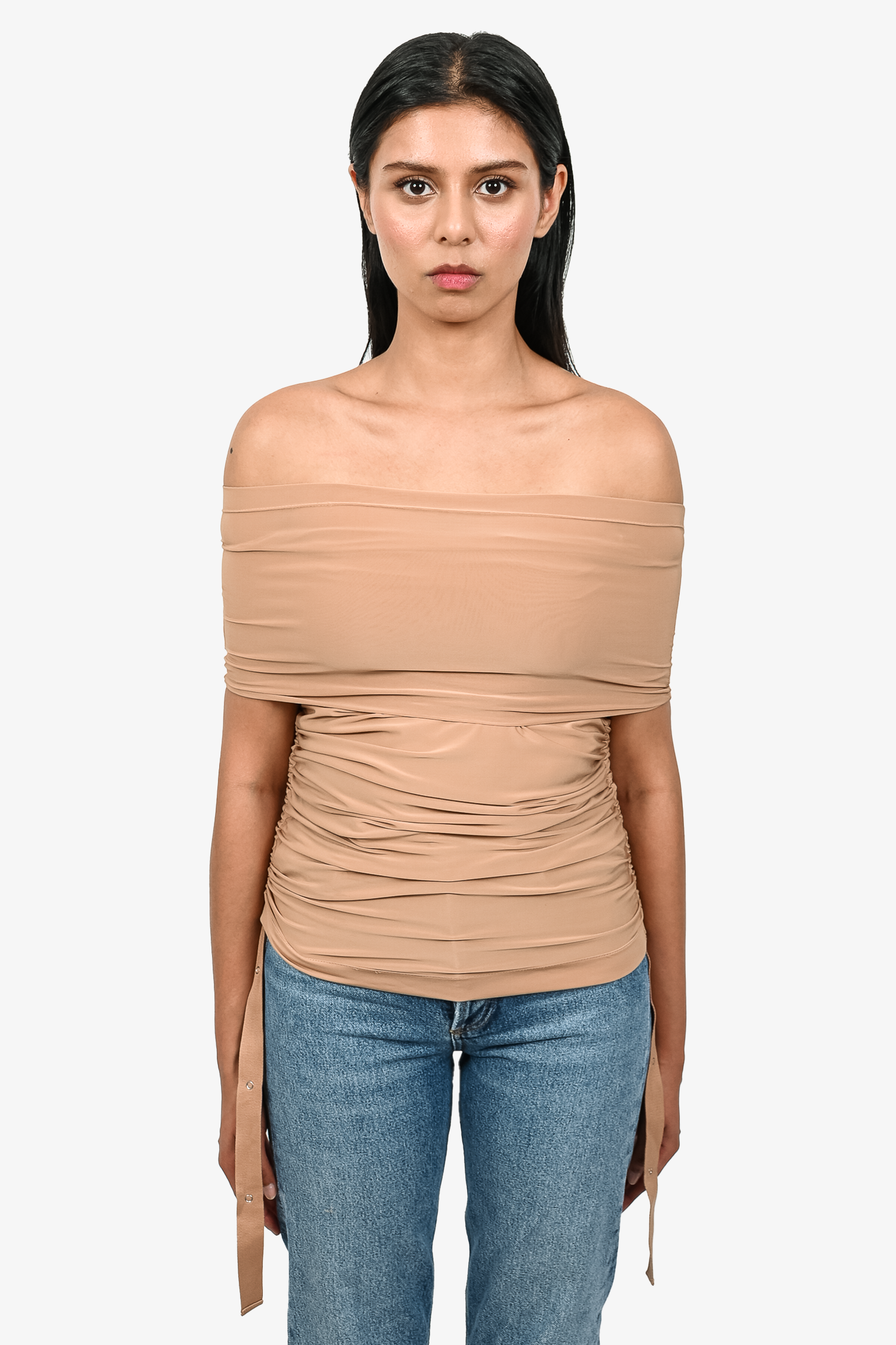 Dion Lee Beige Ruched Tube Top Size XXS