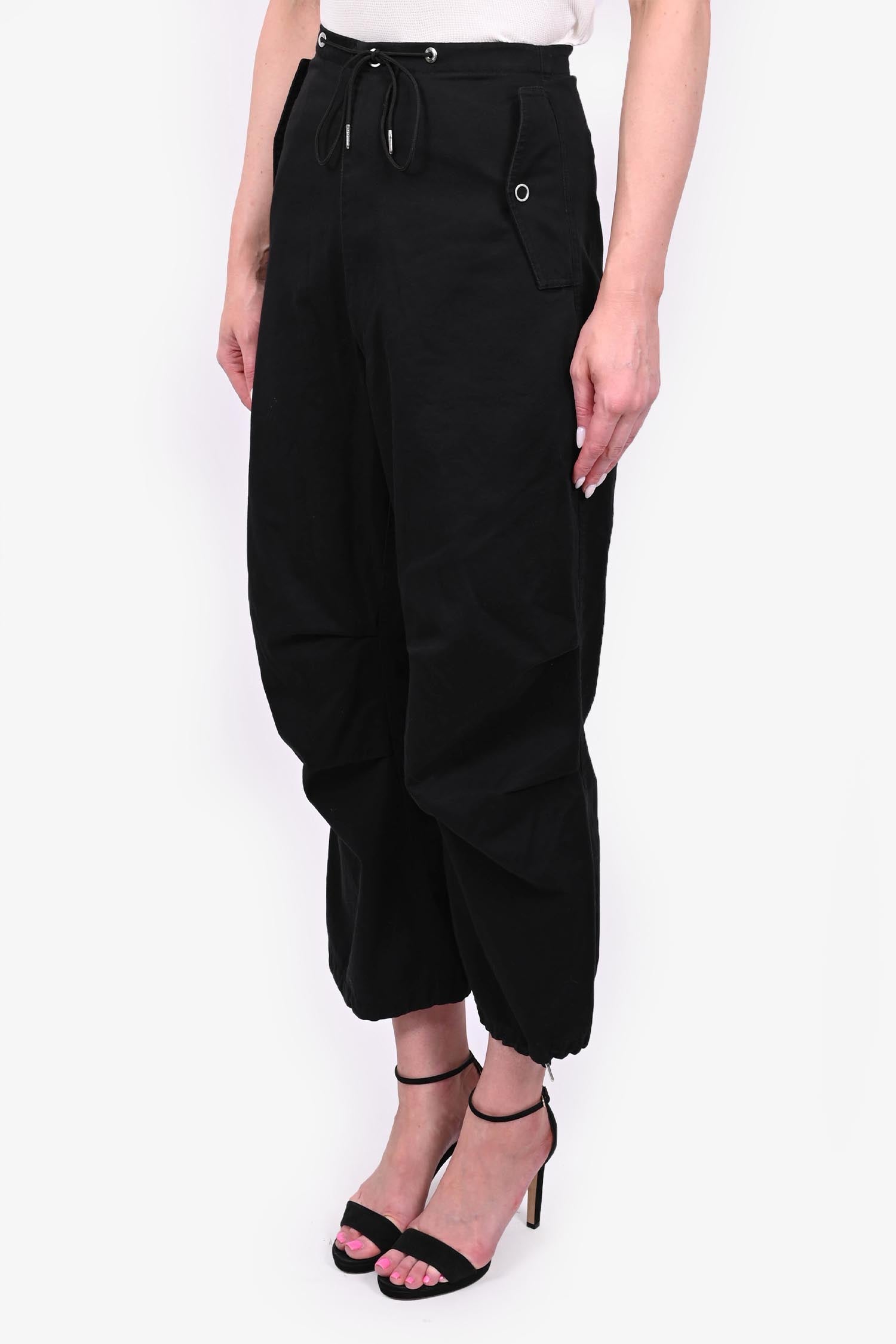 Dion Lee Black Cotton Drawstring Cargo Pants Size XS