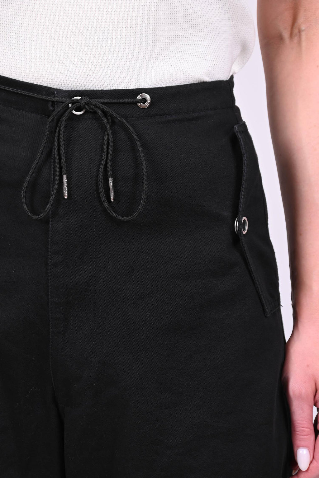 Dion Lee Black Cotton Drawstring Cargo Pants Size XS
