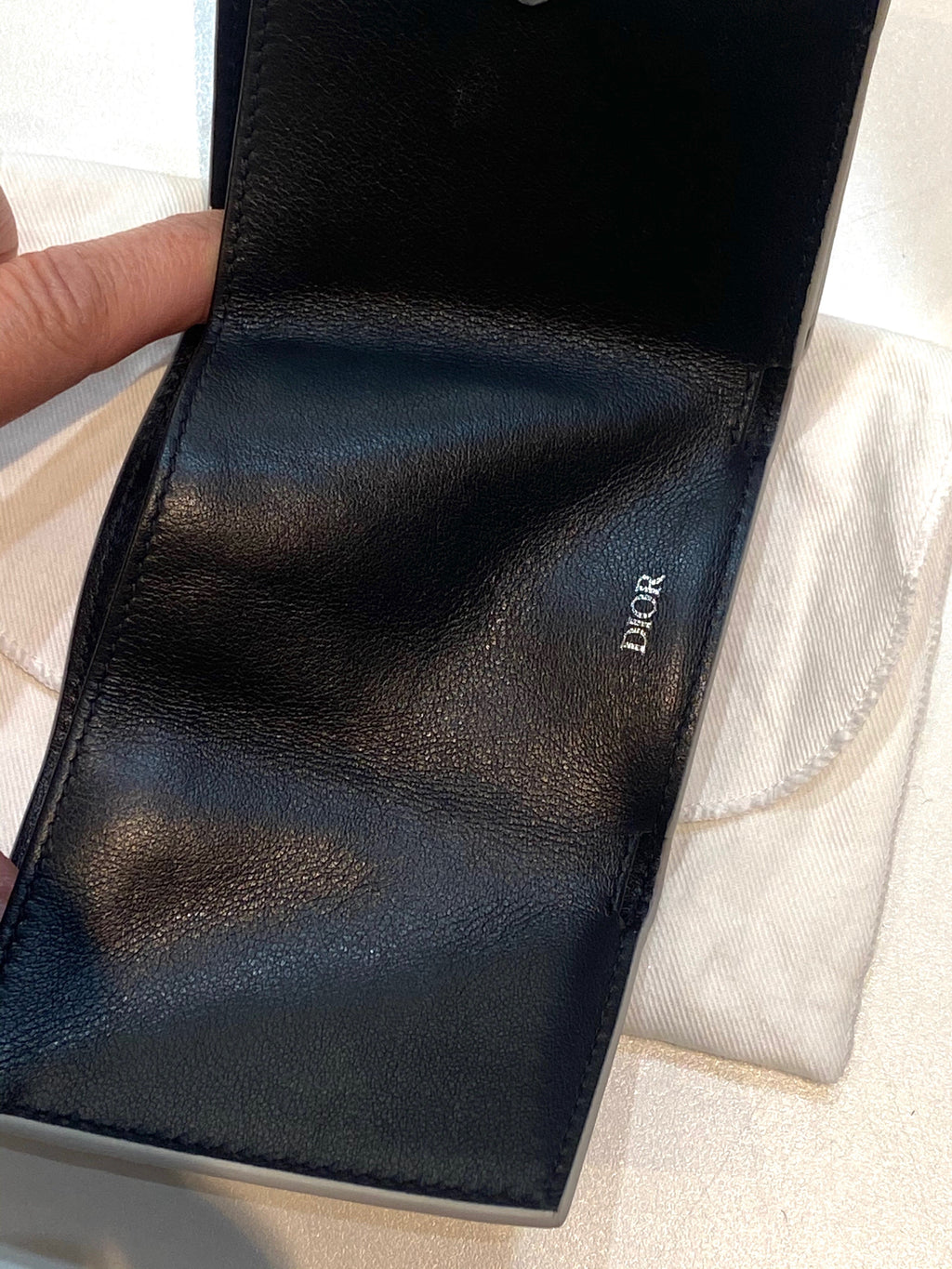DIOR CALFSKIN LEATHER COMPACT BIFOLD WALLET